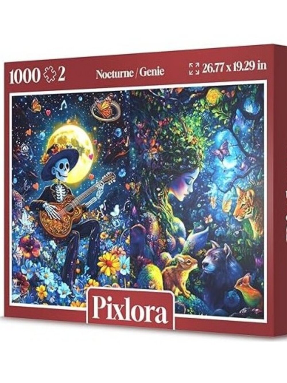 Pixlora 1000 PC (2 pack) Puzzles - Nocturne & Genie - NWT